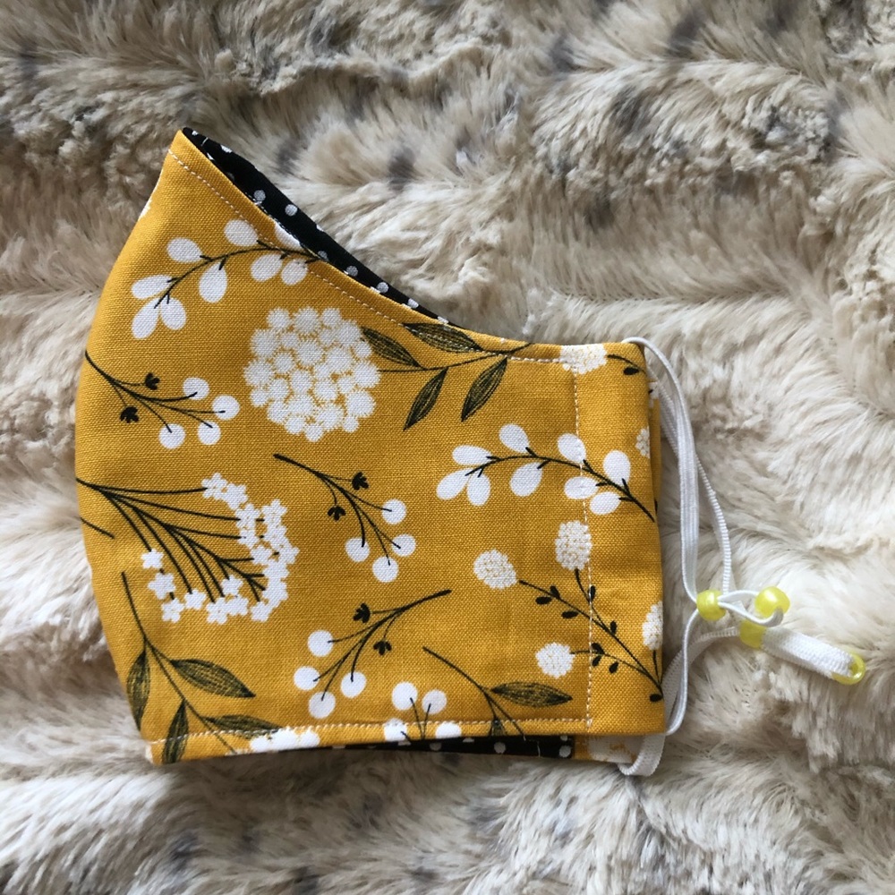 Yellow floral reusable face mask